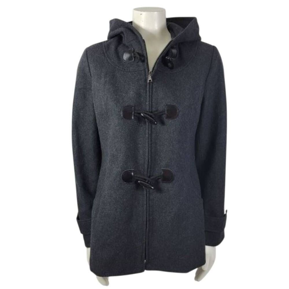 Braetan Womens Small Charcoal Gray Wool Blend Toggle Hooded Coat Jacket